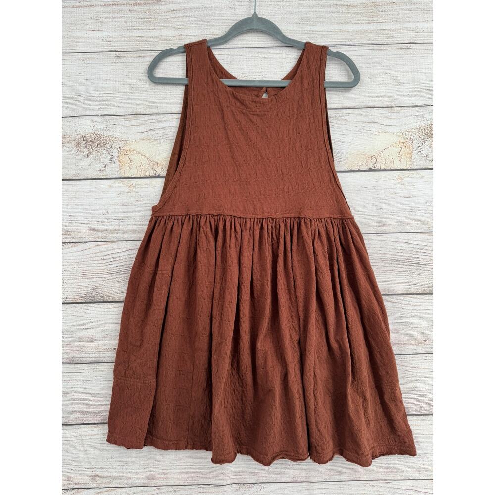 Free People FP Beach BOHO Textured Babydoll Dress‎ Womens XS Brown